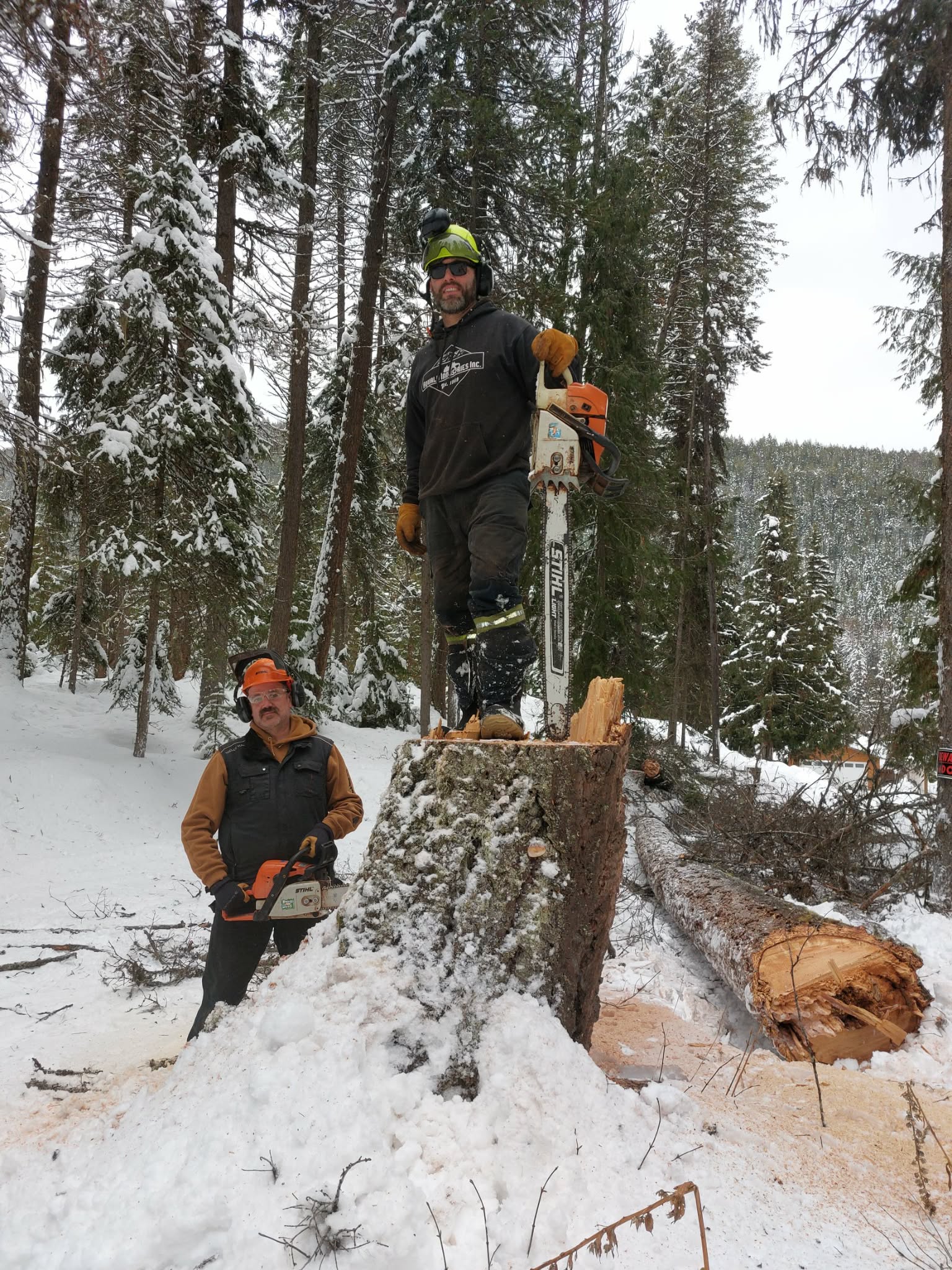 Crew working in winter conditions